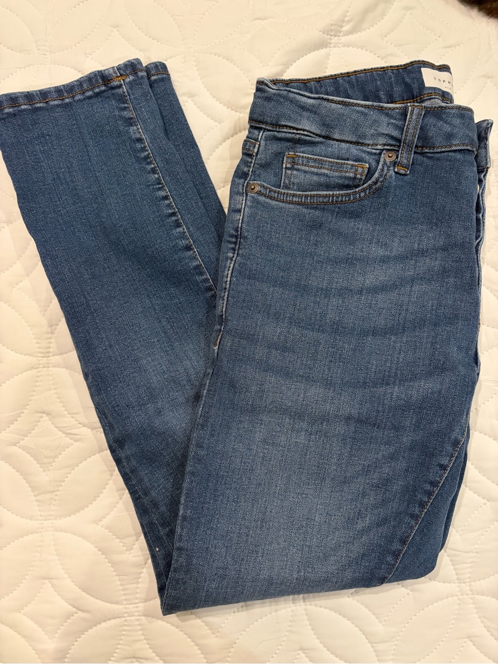 Topman Stretch Slim Jeans in Midwash